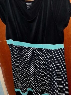 Enfocus Studio Black & Teal Polka Dot Midi Dress